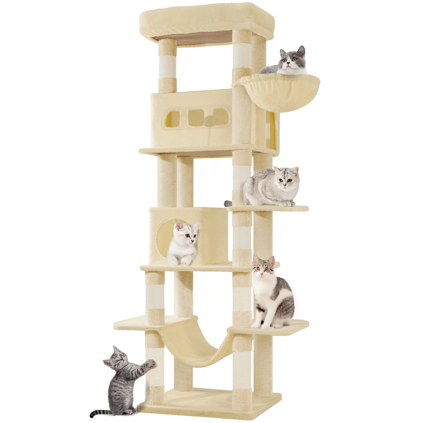 Villa Verticale XL 170 cm pour Chats – Arbre à Chat Multi-Niveaux