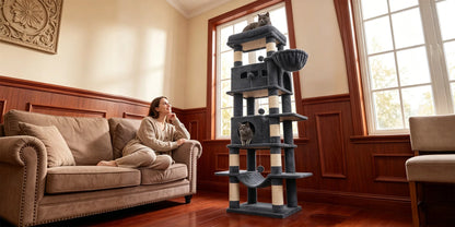 Villa Verticale XL 170 cm pour Chats – Arbre à Chat Multi-Niveaux