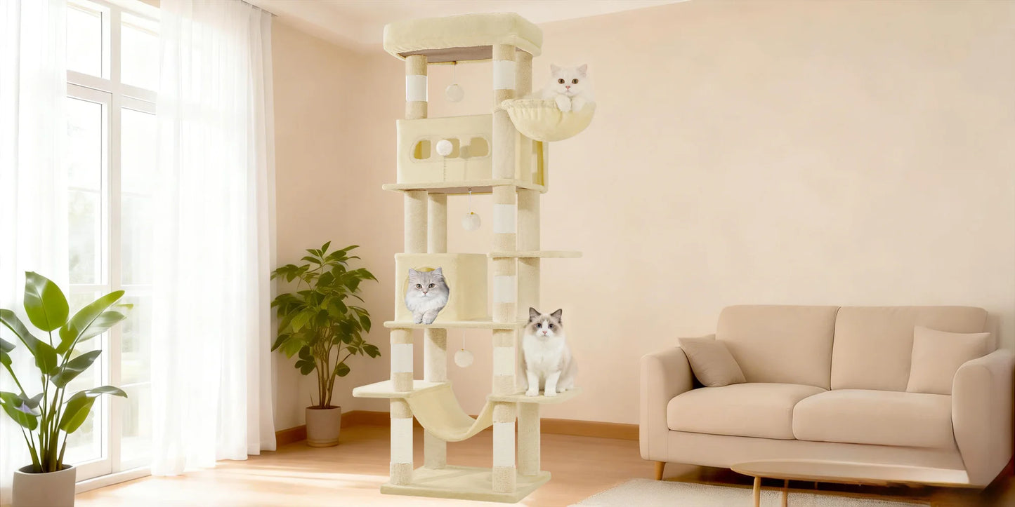 Villa Verticale XL 170 cm pour Chats – Arbre à Chat Multi-Niveaux