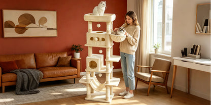 Villa Verticale XL 170 cm pour Chats – Arbre à Chat Multi-Niveaux