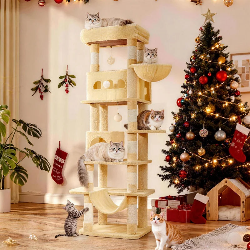 Villa Verticale XL 170 cm pour Chats – Arbre à Chat Multi-Niveaux