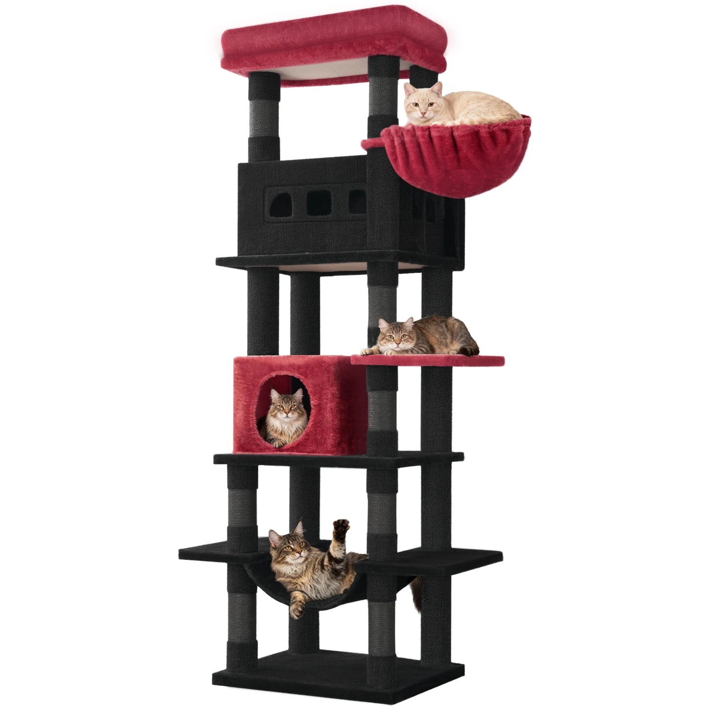 Villa Verticale XL 170 cm pour Chats – Arbre à Chat Multi-Niveaux
