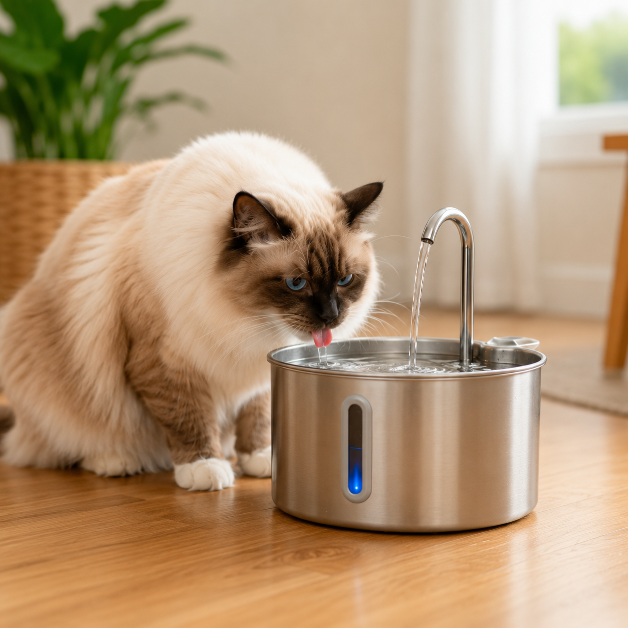 Fontaine à eau inox Premium — 2,2L pour chien et chat