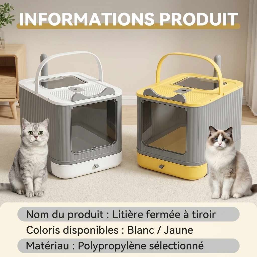 Bac à litière fermé XL — Double entrée, anti-odeurs, pour chat Pets Lover Store