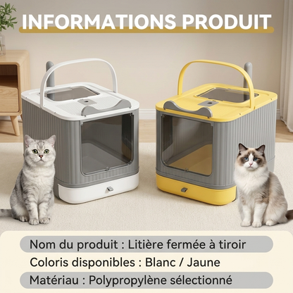 Bac à litière fermé XL — Double entrée, anti-odeurs, pour chat Pets Lover Store