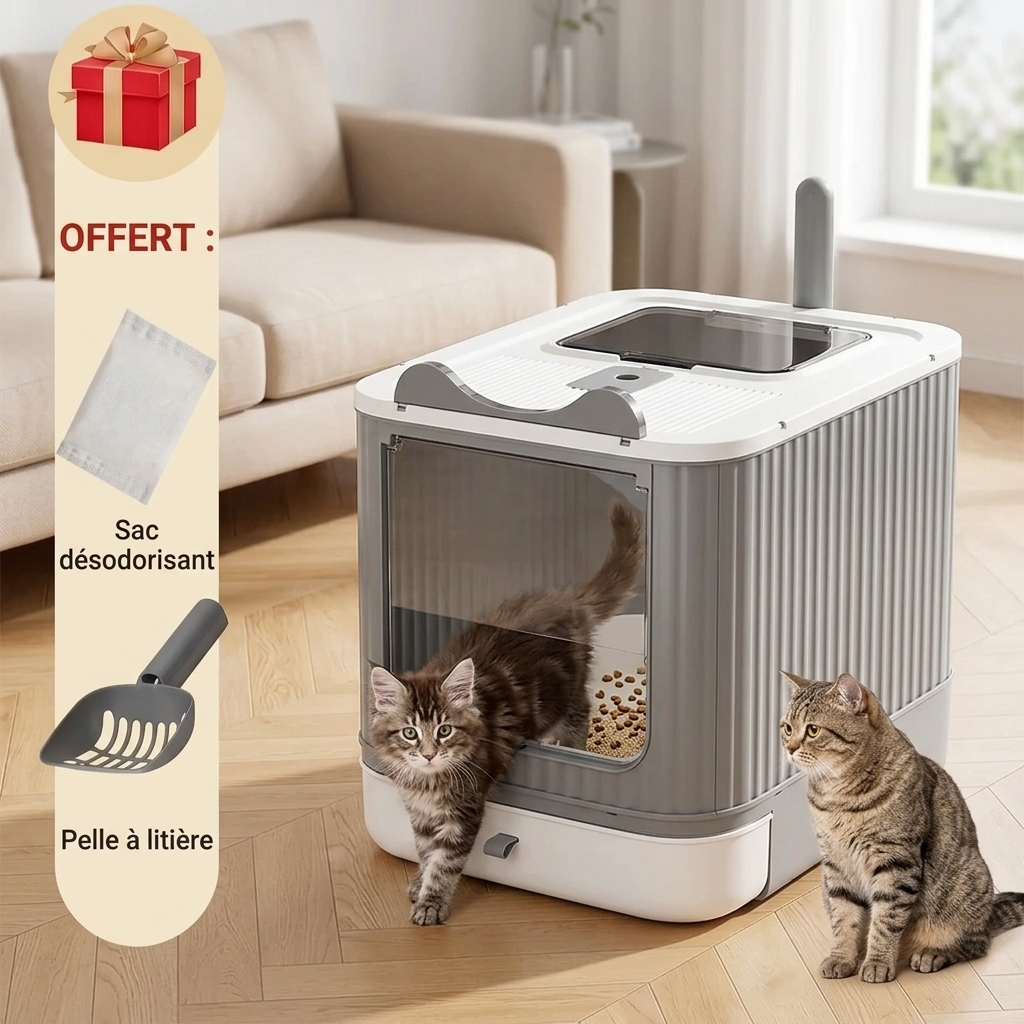 Bac à litière fermé XL — Double entrée, anti-odeurs, pour chat Pets Lover Store