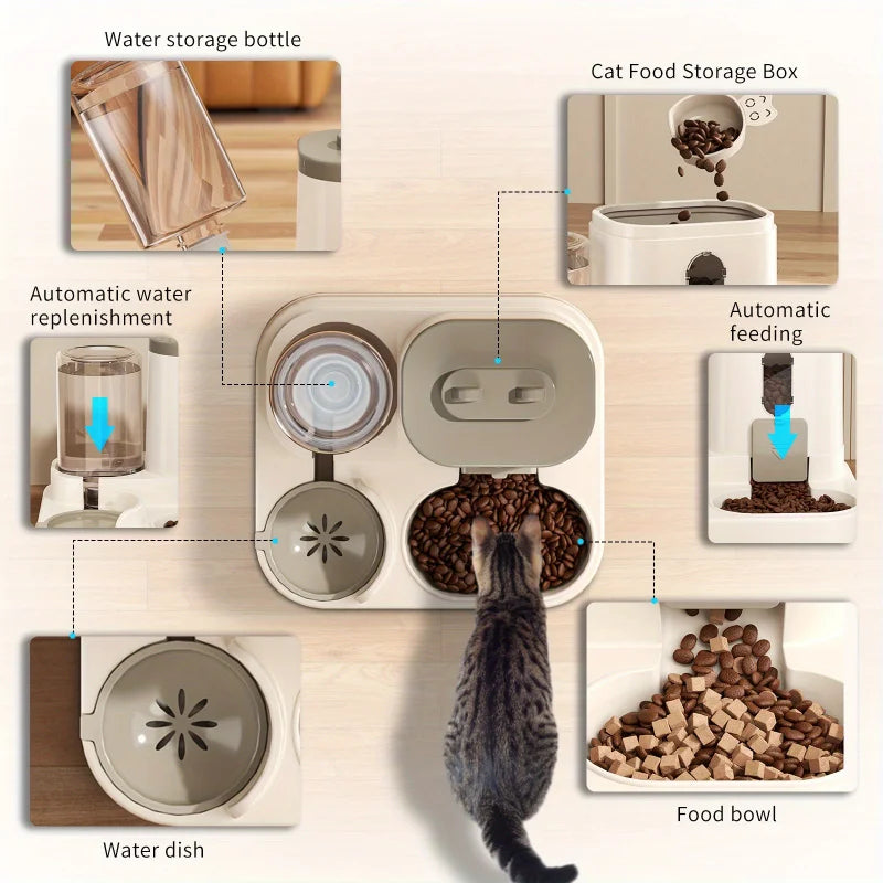 Distributeur automatique eau & croquettes — Pour chien et chat
