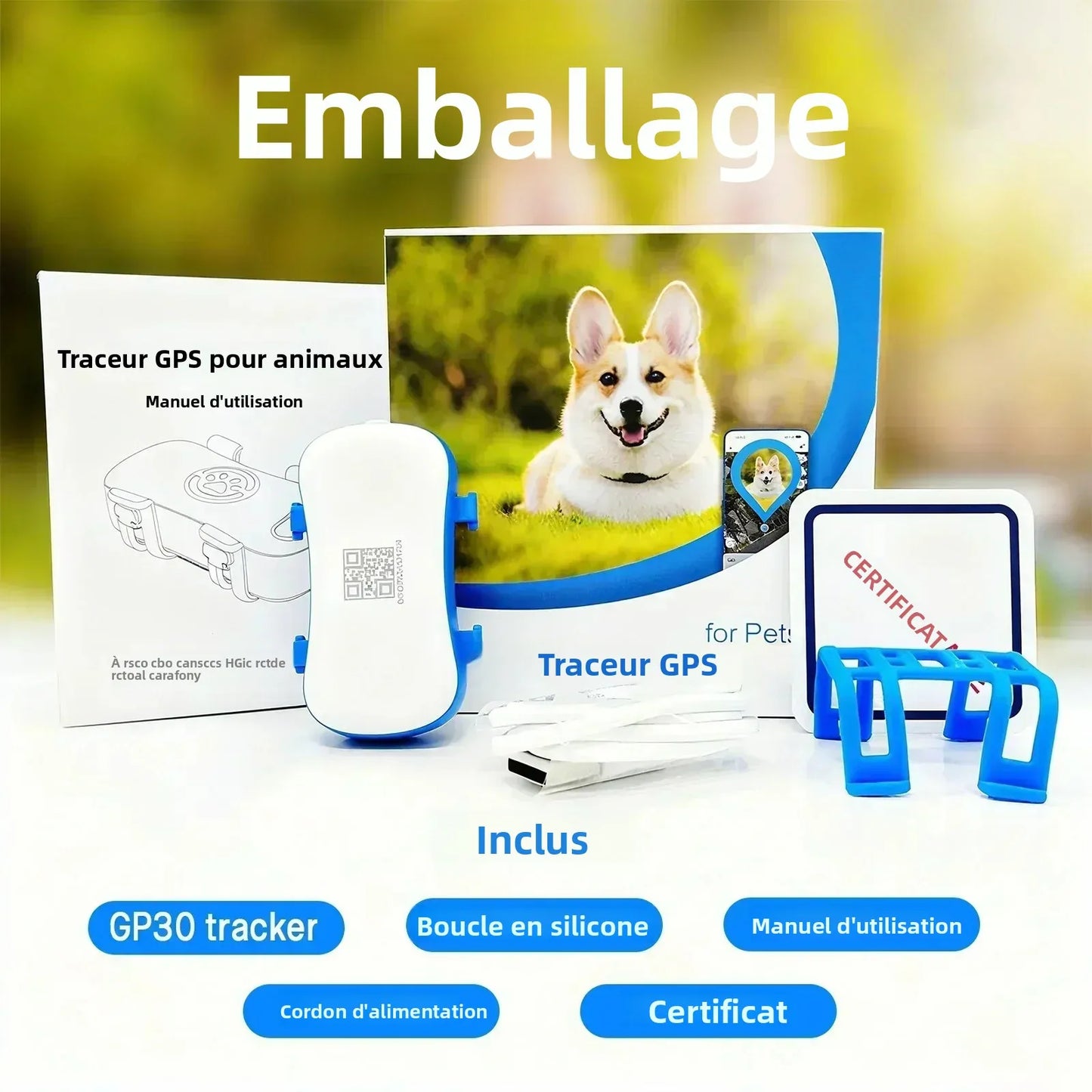 Traceur GPS 4G pour chien et chat — Suivi en temps réel, waterproof IP67