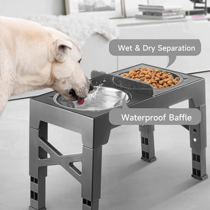 Station Repas Réglable 5 Hauteurs pour Chien – Double Gamelle Inox