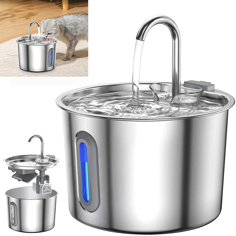 Fontaine à eau inox — 2,2L pour chien et chat Pets Lover Store