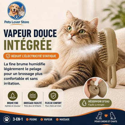 SteamGroom™ – Brosse vapeur pour chiens et chats