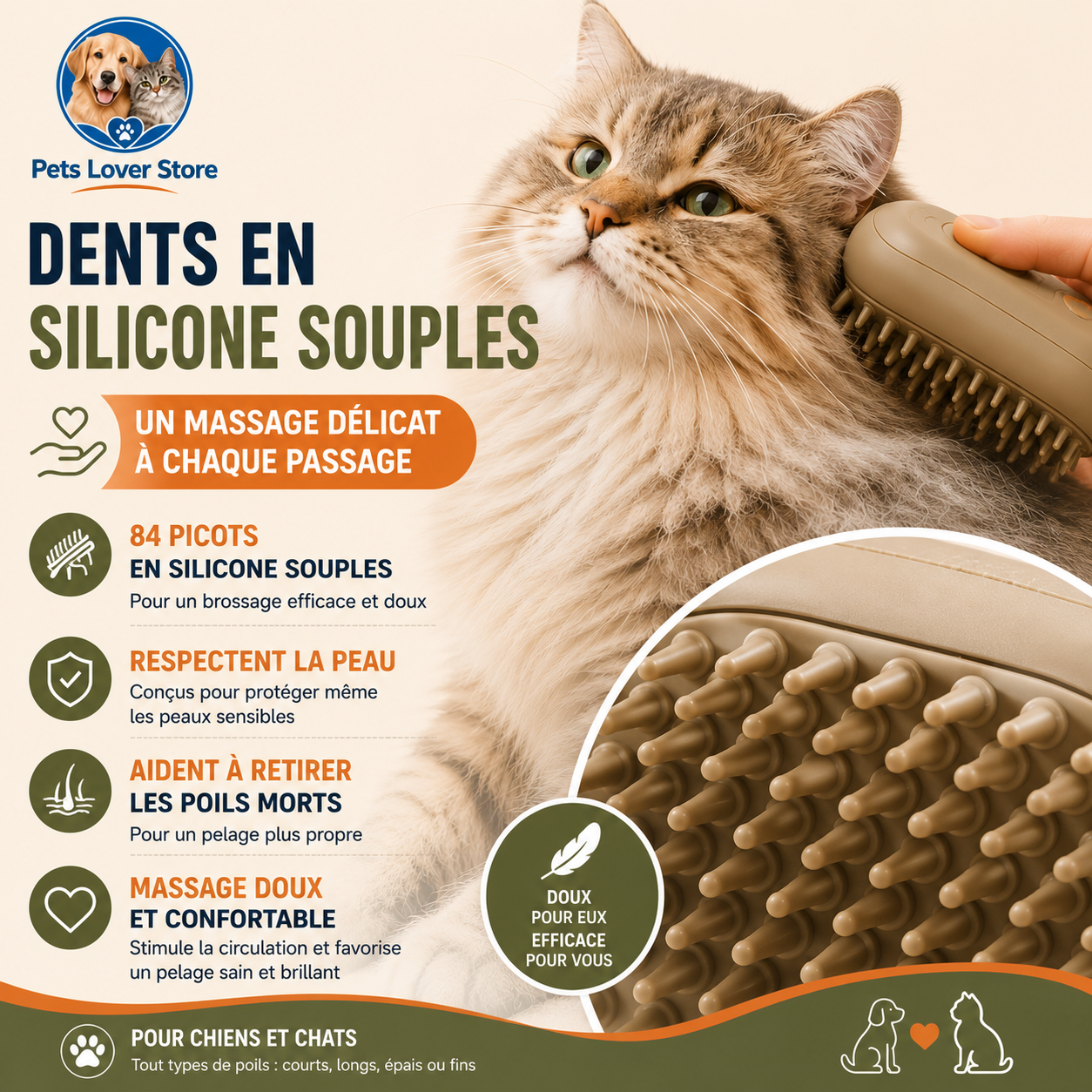 SteamGroom™ – Brosse vapeur pour chiens et chats