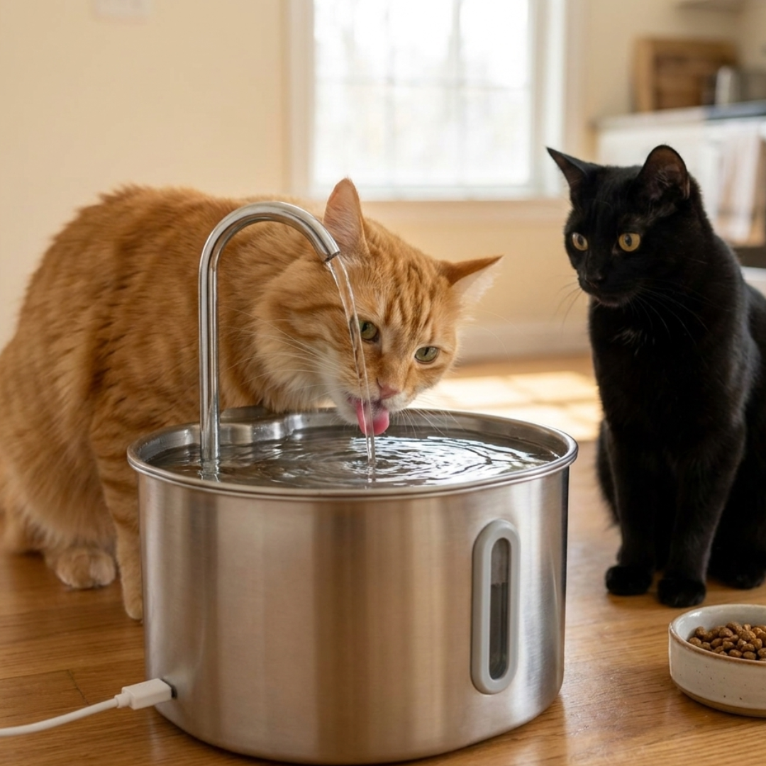 Fontaine à eau inox Premium — 2,2L pour chien et chat