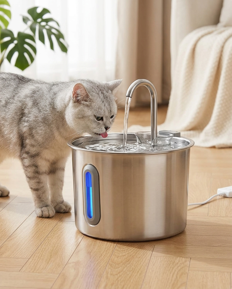 Fontaine à eau inox — 2,2L pour chien et chat Pets Lover Store